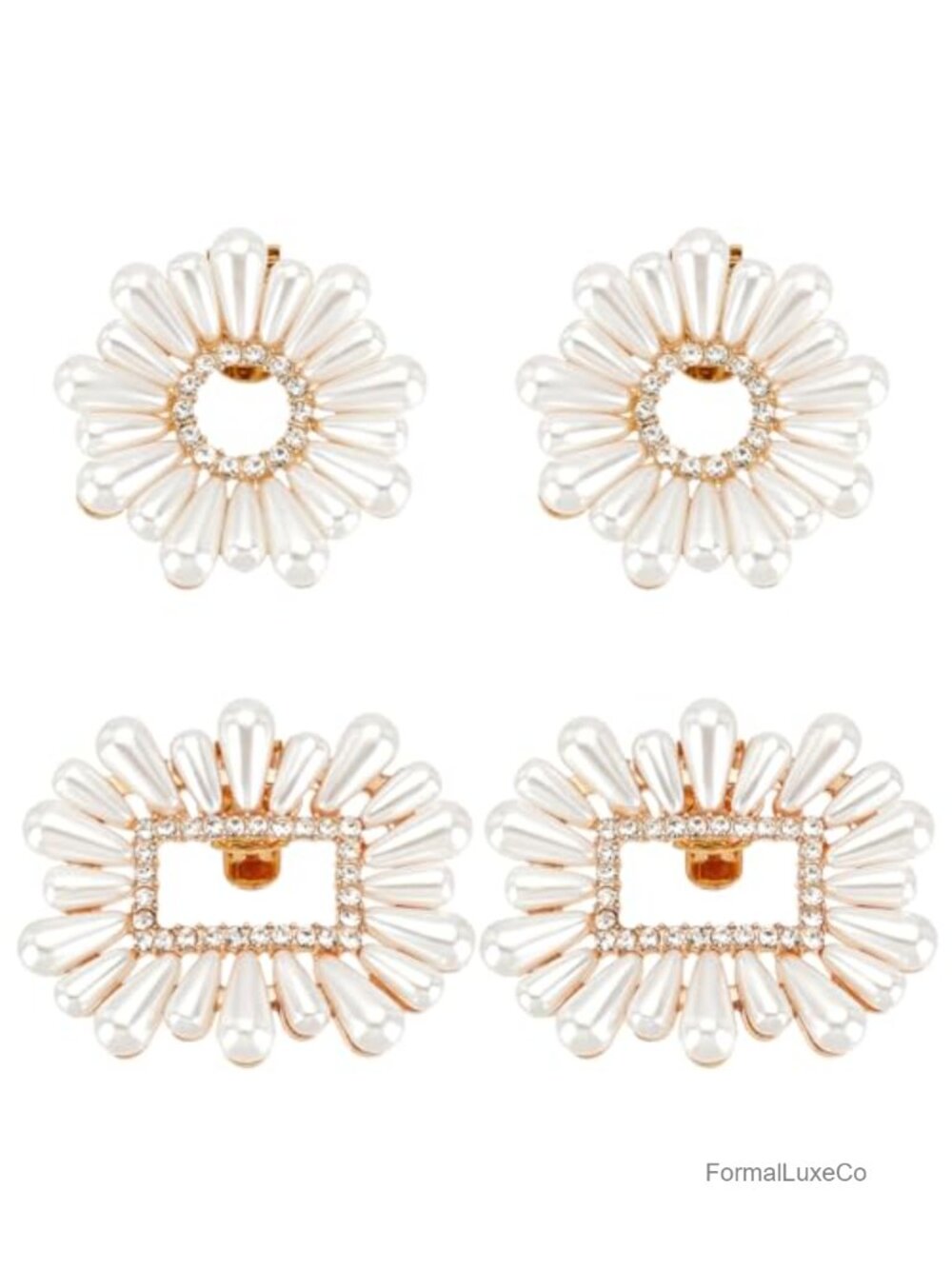 Rhinestone Pearl Shoe Clips Removable Crystal Buckles Wedding Elegant